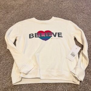 NWT Spiritual gangster BELIEVE girls light weight sweater size 10